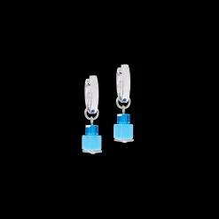 Earrings Hoop Cube Fusion Charm Silver-Ocean