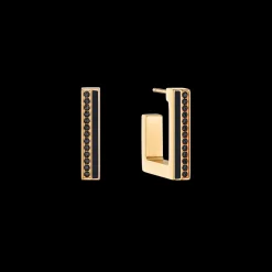 Earrings Hoops Square Stripes 20 gold-black