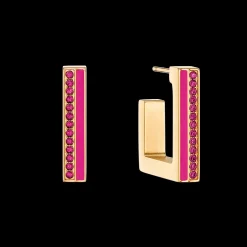 Earrings Hoops Square Stripes 20 gold-pink
