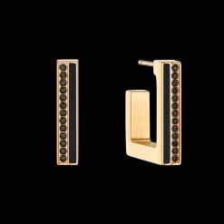 Earrings Hoops Square Stripes 20 gold-black