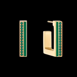 Earrings Hoops Square Stripes 20 gold-green
