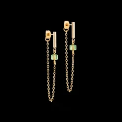 Earrings Mini Cubes & Chain gold-green