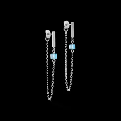 Earrings Mini Cubes & Chain silver-blue