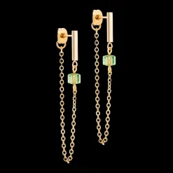 Earrings Mini Cubes & Chain gold-green