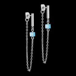Earrings Mini Cubes & Chain silver-blue
