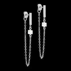 Earrings Mini Cubes & Chain silver-white