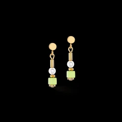 Earrings Mini Cubes & Pearls Mix gold-rainbow