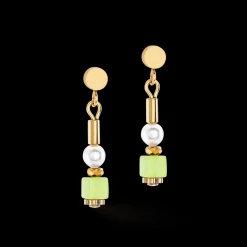 Earrings Mini Cubes & Pearls Mix gold-rainbow