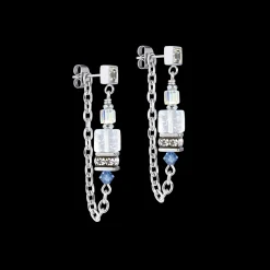 Earrings Sunray Cube Bohème silver-white