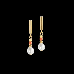 Earrings Sunset Pearl gold-coral