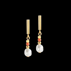 Earrings Sunset Pearl gold-coral