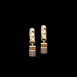 GeoCUBE® Chunky Chain hoop earrings gold-brown