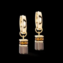 GeoCUBE® Chunky Chain hoop earrings gold-brown