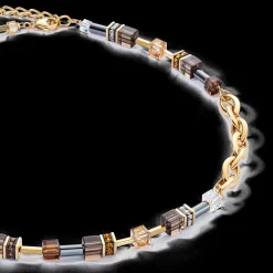 GeoCUBE® Chunky Chain necklace gold-brown