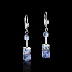 GeoCUBE® Earrings sodalite & haematite blue