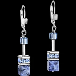 GeoCUBE® Earrings sodalite & haematite blue