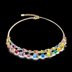 GeoCUBE® Iconic Layer necklace gold-rainbow