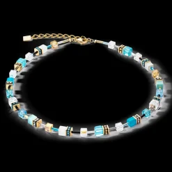 GeoCUBE® Iconic necklace gold turquoise