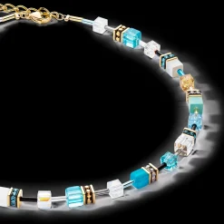 GeoCUBE® Iconic necklace gold turquoise