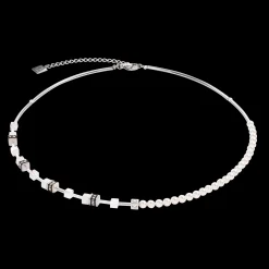 GeoCUBE® Mini Fusion Pearls Necklace silver-white
