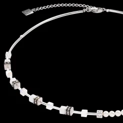 GeoCUBE® Mini Fusion Pearls Necklace silver-white