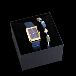 Gift Set Watch Iconic Spikes Midnight Blue Gold & GeoCUBE® Iconic Precious bracelet multicolour motion