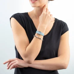 Gift Set Watch Iconic Spikes Sky Blue Silver & GeoCUBE® Iconic Bracelet Ice Serenity