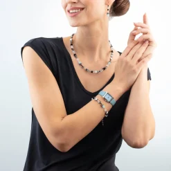 Gift Set Watch Iconic Spikes Sky Blue Silver & GeoCUBE® Iconic Bracelet Ice Serenity