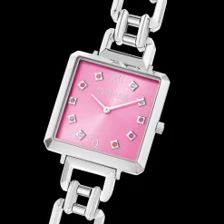 Iconic Cube Statement Watch Viva Magenta silver