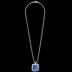 Necklace Amulet Spikes Square Aventurine silver-blue