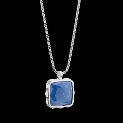 Necklace Amulet Spikes Square Aventurine silver-blue