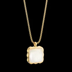 Necklace Amulet Spikes Square Jade gold-white