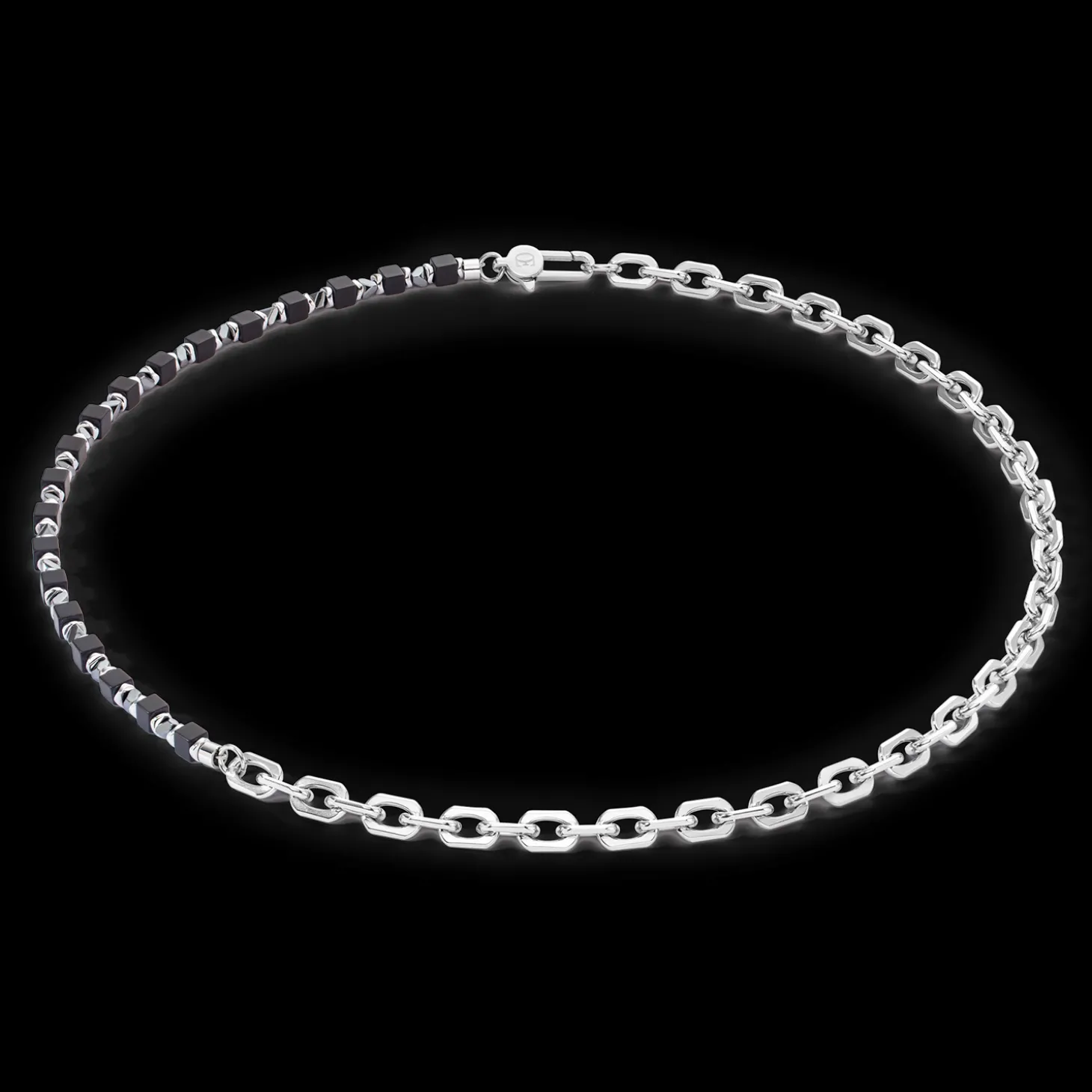Necklace Cubes Fusion link chain black