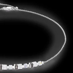 Necklace Mini Cubes & Chain silver-white
