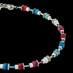 Necklace Modern Future Cube blue-red