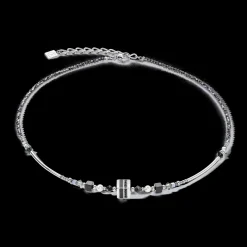 Necklace Square Stripes silver-black