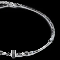 Necklace Square Stripes silver-black