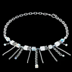 Necklace Sunray Cube Bohème silver-white