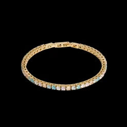 Tennis bracelet gold-multicolour pastel