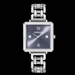 Watch Iconic Cube Sparkling Anthracite Attraction Statement Silver