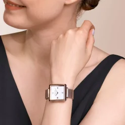 Watch Iconic Square Brilliant White Stainless Steel Champagne