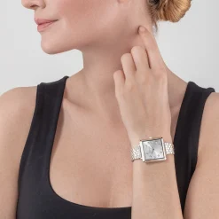 Watch Iconic Square Elegant Monochrome Silver Stainless Steel