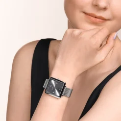 Watch Iconic Square Graphite Sunray Milanese Stainless Steel