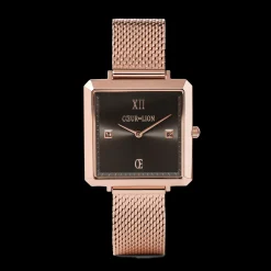 Watch Iconic Square Mocha Sunray Milanese Stainless Steel Rose Gold