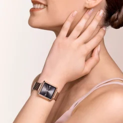 Watch Iconic Square Mocha Sunray Milanese Stainless Steel Rose Gold