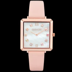 Watch Iconic Square Mother-of-Pearl Rose Gold Bracelet Leather Romantic Pink