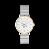 Watch Round Brilliant White Bicolor Stainless Steel Silver