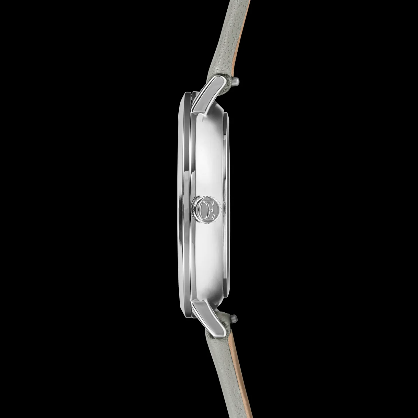 Watch Round Brilliant White Bracelet Leather Light Grey