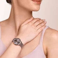 Watch Round Champagne Sunray Milanese Stainless Steel Champagne