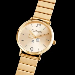 Watch Round Gold Sunray Monochrome Stainless Steel Gold